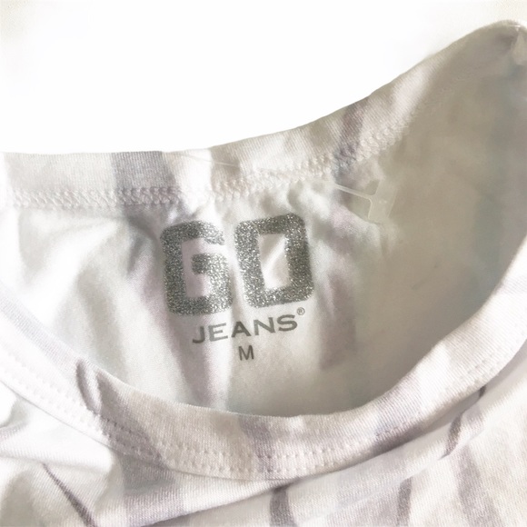 new Go Jeans Couture ❃ Edgy Tattoo Floral Print Crystal Tee T Shirt ❃ White ❃ - Picture 7 of 9
